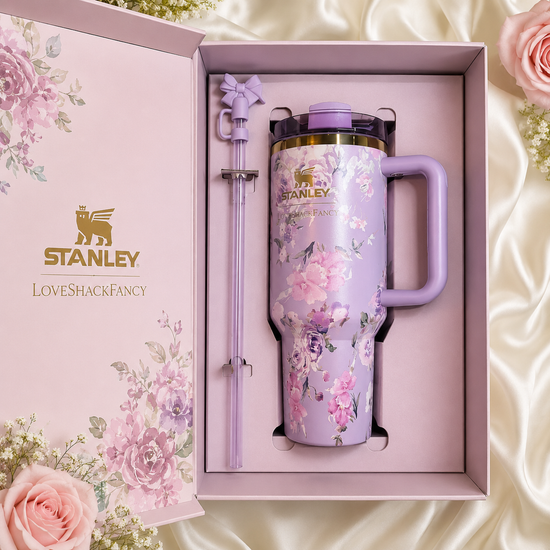 Floral 40 oz Insulated Tumbler Gift Set with Handle, Straw & Gift Box