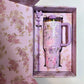 Floral 40 oz Insulated Tumbler Gift Set with Handle, Straw & Gift Box