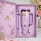 Floral 40 oz Quencher H2.0 Tumbler Gift Set – Lavender & Pink Design with Straw
