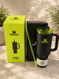 Black & Green 40 oz Quencher H2.0 Insulated Tumbler with Handle & Straw