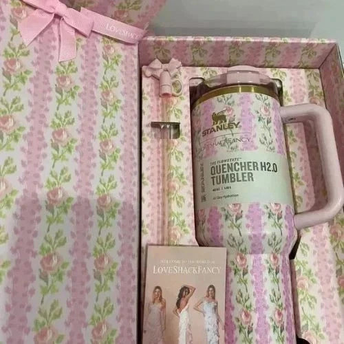 New Stanley x LoveShackFancy 40 oz Quencher Tumbler – Blooming Heirloom Edition