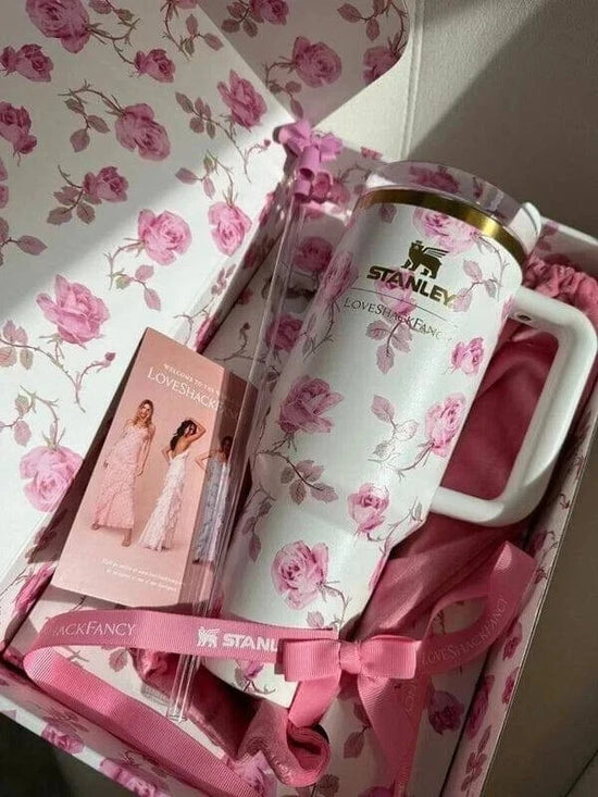 Stanley x LoveShackFancy Tumbler 40 oz – Holiday Rosa Beaux White | Gift Box | Ready to Ship
